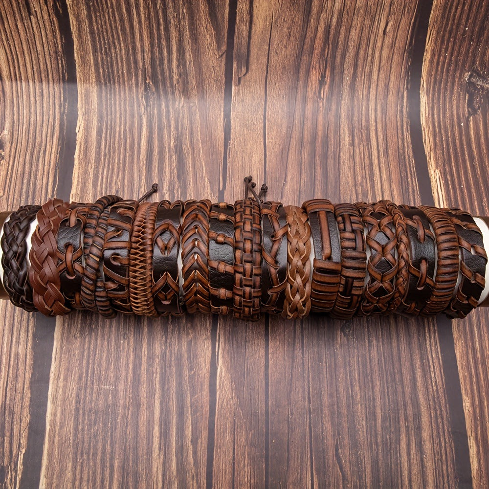 Wholesale 20Pcs/ 30Pcs/ 50Pcs Retro Simple Pu Leather Braided Bracelet Retro Bracelet